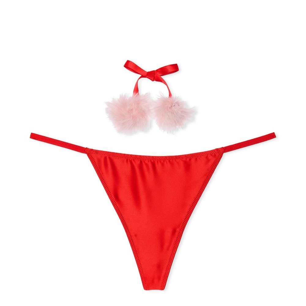 Victoria’s Secret Dream Angels Satin Pom Pom V-String Panty